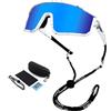 NAMIS Occhiali Ciclismo Uomo Donna UV400 Occhiali Veloci Regolabile Occhiali Bici Blu Scuro Occhiali Running Antivento Occhiali da Sole Sportivi Polarizzati per Sci MTB Alpinismo Corsa Baseball