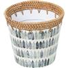 DRW Vaso rotondo in madreperla e rattan, 14 x 18 cm