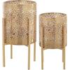 DRW Set di 2 vasi rotondi con gambe in metallo dorato, 31 x 31 x 58 cm