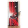Gardinenbox Seoul Collection 2024120 - Tenda con occhielli in fibra grossa, 245 x 140 cm (altezza x larghezza), colore rosso racing, con stampa digitale, occhielli, effetto line-look, semitrasparente