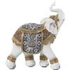 DRW Figura di un elefante in resina in bianco e oro 17x7x19cm