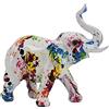 DRW Figura di un elefante in resina con un graffiti in multicolore 24x9x20cm