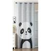 Gardinenbox Seoul Collection 2024120 - Tenda con occhielli in fibra grossa, 245 x 140 cm (altezza x larghezza), motivo panda digitale, con stampa digitale, con occhielli, effetto line, semitrasparente