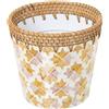 DRW Vaso rotondo in madreperla e rattan, 14 x 18 cm