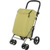 Carlett Carrello della Spesa 4 Ruote Pieghevole, Borsa Estraibile Grande Capacità 58L/32 kg e Borsa Termica 12L, Manico Regolabile, Freno di Sicurezza, Convertibile a 2 Ruote, Lite Family, Verde