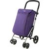 Carlett Carrello della Spesa 4 Ruote Pieghevole, Borsa Estraibile Grande Capacità 58L/32 kg e Borsa Termica 12L, Manico Regolabile, Freno di Sicurezza, Convertibile a 2 Ruote, Lite Family, Viola