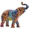 DRW Figura di un elefante in resina con un graffiti in multicolore 30x12x28cm