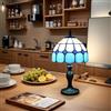 Bidesen Lampada da tavolo in stile Tiffany da 8 pollici, con paralume in vetro colorato fatto a mano, per camera da letto, studio e ufficio