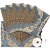 TOPLUXE Tovagliette in Tessuto Damascato 45x30 cm, Set di 6 Tovagliette Lavabili per Tavolo da Pranzo/Cucina/Ristorante/Banchetto/Festa (Blu Grigio)