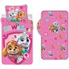 Paw Patrol Parure da letto Paw Patrol rosa 3 pezzi in cotone, copripiumino 140 x 200 cm + federa 65 x 65 cm + lenzuolo 90 x 200 cm