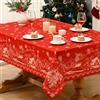 Alishomtll Tovaglia natalizia rossa, con fiocco di neve, per casa, albero di Natale, quadrata, impermeabile, lavabile, per l'inverno, per le vacanze, 140 x 140 cm