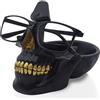 VIPbuy Portaocchiali Teschio, Portaocchiali Novità con Vassoio per Comodino, Statua Testa Teschio in Resina Scultura Casa Ufficio Scrivania Decor Regalo (Nero)