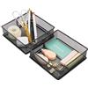 Annova Set di 2 cestini portaoggetti in rete per cassetti e mensole, per scuola e ufficio (nero, 15x15x5cm)