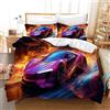 Leleyouzer Biancheria da letto per auto da corsa, 220 x 240 cm, per ragazzi e adolescenti, sport estremi, 1 copripiumino in microfibra, 2 federe da 50 x 75 cm (PC3)
