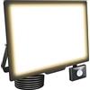 Willpower Faro LED Esterno con Sensore di Movimento 150W 15000LM Faretto LED Bianca Caldo 3500K Proiettore LED IP66 85V-265V Luce di Sicurezza per Giardino Cortile Garage Patio Corridoio
