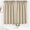 LinTimes Tende a disco Tenda in velluto con coulisse, tende a disco waffle stile country per cucina, bagno, tende da bistrot semitrasparenti, 2 pezzi, naturale, 76x114 cm