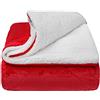 emmevi Plaid Sherpa Flanella Doppio Strato Morbida Vellutata Matrimoniale Mod. COPERTA AGNELLATA ROSSO