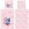 Aymax Parure da letto rosa Stitch in flanella, copripiumino reversibile 140 x 200 cm + federa 65 x 65 cm, ideale per l'inverno
