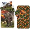 L.T.Preferita Dinosauri Jurassic Vulcano 3pezzi Set Letto Singolo Copripiumino 140x200 cm + Federa + Lenzuola con Angoli