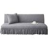 SUIOKPO Copridivano Senza Braccioli Pieghevole Divano Letto 3 Posti all-Coperto Copridivani Elasticizzati Disegno Gonna, Universale Elasticizzato Universale per Soggiorno Casa,Grigio,L