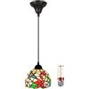 Uziqueif Tiffany Lampada a Sospensione,Plafoniera a Sospensione da 8, Paralume in Vetro, per Cucina, Lampadario Vintage per Sala da Pranzo, Soggiorno, Altezza Regolabile