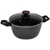 Zanetti Evolution Casseruola per Induzione Diametro 20 cm, Fondo Antiaderente, Alto Spessore, Casseruola con Coperchio, Impugnatura Comoda Due Maniglie, Nero