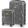 CRASH BAGGAGE Stripe Set | 2 Trolley rigidi da Viaggio (S + L) Bagaglio a mano e Valigia di Design Italiano con Chiusura TSA Certificata e 4 Ruote girevoli 100% in Policarbonato Smoke Grey
