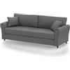 Shally Dogan Divano 3 Posti con Rivestimento in Tessuto e Struttura in Legno Robusta, Sofa Premium Relax con Imbottitura Extra Morbida ad Alta Densità, Altezza Piedini Affusolati 10 cm (Grigio Chiaro)