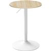WOLTU Tavolo Alto da Bar Girevole a 360°, Tavolino Rotondo in Legno e Metallo, Tavolo Regolabile in Altezza 70-91cm, da Cucina, Soggiorno, Rovere Chiaro + Bianco