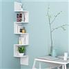 WANZHE Mensola angolare a 5 livelli, da parete, in legno MDF, libreria sospesa, 20×20×123 cm (bianco)