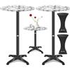 KESSER® Set da 2 tavoli da bar pieghevoli | Piano in acciaio inox verniciato a polvere | Piedini regolabili in altezza | Tavolo da festa Ø 60 cm | Tavolino pieghevole con copertura effetto marmo