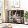YITAHOME Armadietto da cucina con porta vino, credenza, armadietto per vino da buffet, credenze per soggiorno, sala da pranzo, credenze con 2 ante, 100 x 85 x 35 cm (marrone rustico)