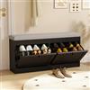 VOWNER Scarpiera Slim, Scarpiera Ingresso, Scarpiera Portascarpe in Legno, Regolabili, 106Lx30Ax52P cm, per Ingresso Casa, Adatto solo per Scarpe Piccole (Nero)