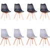 HJhomeheart Sedie Sala da Pranzo, Set di 8 Sedie, Gambe in Legno Massello, Rivestimento Sfoderabile, Sedie Cucina, Sedie Moderne (Nero+Grigio-8)