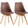 EGGREE Set di 2 Sedie Sala da Pranzo Sedie da Cucina con Gambe in Legno Sedie Ufficio Imbottita in Pelle PU Moderne Design,Marrone Cioccolato