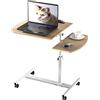 Rcynview Scrivania computer con ruote, tavolo regolabile altezza, tavolo pieghevole portatile, scrivania, piccolo flip 180° e rotazione 360°, tavolo ausiliario per divano, ufficio