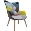 EGLEMTEK Kusofa - Poltrona Patchwork Memory Foam con Braccioli. Imbottita con Schienale Alto E Piedi in Legno, Design per Ufficio, Studio, Salotto, Soggiorno, 76 x 68 x 98 cm (Multicolore)