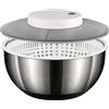 Ysislybin Centrifuga per Insalata, Centrifuga per Lattuga Automatica da 4,8 Litri, Asciuga Insalata Centrifuga di Grande Capacità in Acciaio Inossidabile, Elettrico USB Drenare Rapidamente Lava Insalata per Fru