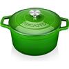 vancasso - Casseruola in ghisa, pentola per il pane, 4 L, diametro di 24 cm, smaltata, con coperchio, per fornelli a gas/in vetroceramica, piano cottura a induzione/forno, rotonda, colore verde