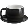 ionEgg Tazza da caffè in porcellana con piattino, 270 ml, design minimalista, perfetta per latte, cappuccino e tè, nero