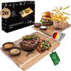 LIKAYA® Set di 2 piatti da portata XXL Santiago - FSC® legno di acacia con ciotole per salsa | Perfetto come tagliere per barbecue, bistecca e regalo per hamburger, bistecca e sushi