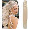 SEGO Extension Coda Capelli Veri Biondi Clip Pinza Cavallo Ponytail Naturale Remy Human Hair Lisci Umani Fascia Unica 35 cm(105 g) #60 Biondo Platino