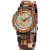 Tiong Orologio da donna in legno, indicatore luminoso orologio da donna in legno, orologio da donna al quarzo con cinturino in legno