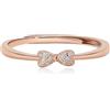 Meissa Anello Delicato a Fiocco con Diamante per Donne e Ragazze, Argento Sterling 925, Anello Aperto Regolabile, Gioiello Artigianale con Charm a Fiocco, Oro rosa