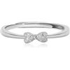 Meissa Anello Delicato a Fiocco con Diamante per Donne e Ragazze, Argento Sterling 925, Anello Aperto Regolabile, Gioiello Artigianale con Charm a Fiocco, Argento