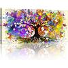 FajerminArt Grande Quadro Moderno Stampa su Tela Quadro su Tela Viola colorato Albero della Vita Astratto Pittura su Tela Quadri Moderni Soggiorno Camera da Letto Decorazione Murale 100x50cm