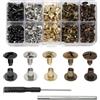 Juyibaao 150 Set Rivetti a Vite Chicago, Vite a Testa Piatta M5x6/8mm Kit di Rivetti, Rivetti con Testa a Croce per Pelle per Cinture Fai da Te, Rilegatura di Libri, Album Fotografici, Borse (5 colori)