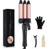 EMOCCI PRO 3 Tubi Ferro Arricciacapelli Professionale 25mm Piastra Onde per Capelli Piastra Capelli Onde Beach Waves in Ceramica con Riscaldamento Rapido e 100°C - 230°C Temperatura Regolabile