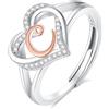 INFUSEU Anello Iniziali, Argento Sterling 925 Cuore C Lettera Anelli Aperti Cuore Forma Nome Iniziale Alfabeto Dalla A-z Gioielli Personalizzati Regolabili Alfabetici Regali per Donne Ragazze