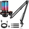 Anykuu Microfono Gaming RGB, Microfono a Condensatore RGB Plug & Play 192kHz/24-Bit con Pulsante di Silenziamento, Kit Microfono USB con Filtro Anti-Pop e Supporto Antiurto per PC Mac Gaming Podcast
